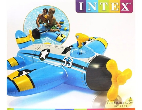 Avión Flotador Infable P/pile C/pistola Agua 132x130cm Intex