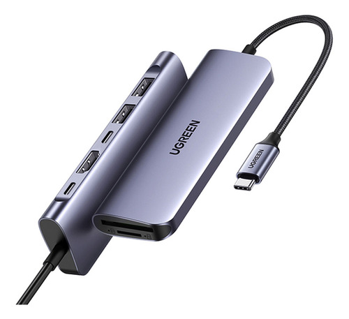Hub adaptador Ugreen 7 en 1 para USB C + suministro de energía de 100 W
