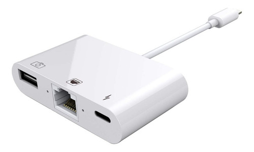 Adaptador Otg Lightning A Ethernet Rj45 Usb iPhone iPad Ios