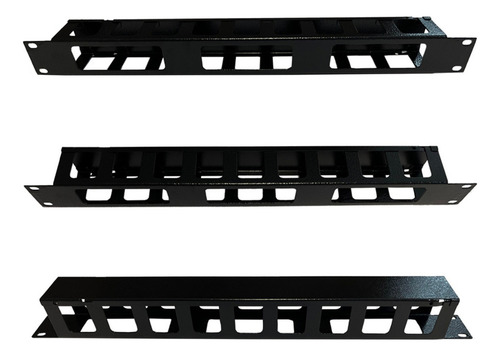 Guia Cabo 1u X 50mm Com Tampa Click Para Rack Servidor 19 Cor Preto