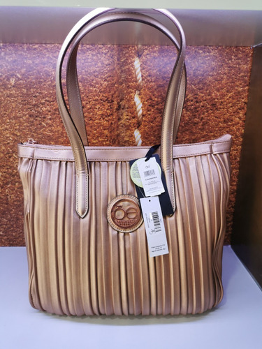 Imagen 1 de 3 de Bolso Marca Cloe Dorado Franjas Verticales