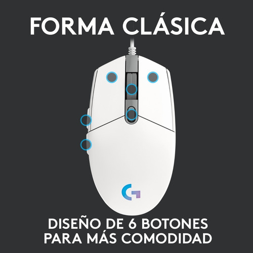 Mouse Gamer Logitech G203 New Rgb Lightsync White