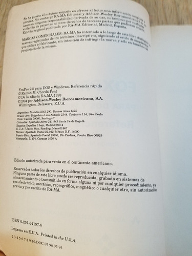 Foxpro 2.5 Para Dos Y Windows - Ramón M. Chordá (Usado)