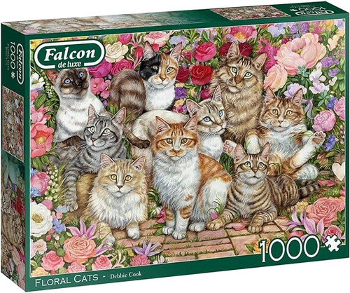 Rompecabezas Jumbo-falcon De Luxe/de Gatos Y Flores 1000pzas