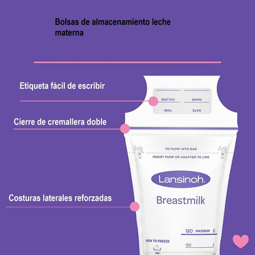 Imagen 2 de 6 de Bolsas Almacenamiento Leche Materna Lansinoh 100 Und