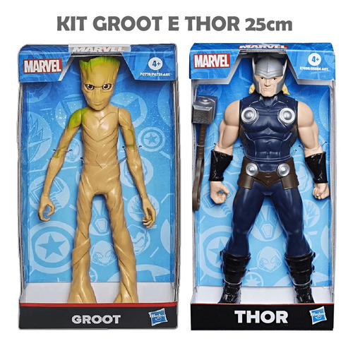 Kit Bonecos De Ação Thor E Groot 25cm Marvel Avengers Hasbro