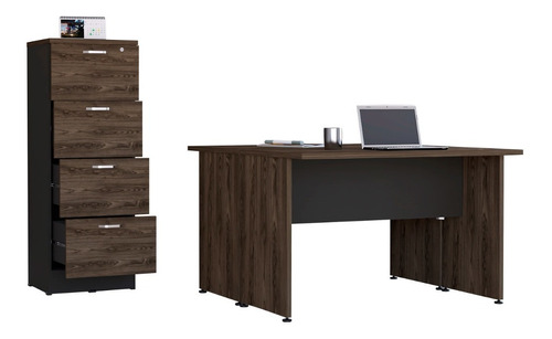 Mesa Escritorio Doble + Archivador 4c Alto Home Office