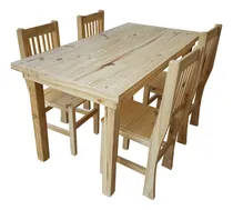 Comprar Combo Mesa Pino 120x80 + 4 Sillas Hindu Madera Pino Oferta