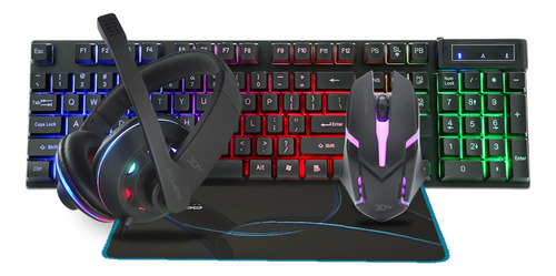 Kit Combo Gamer 4 En 1 3dfx Teclado Mouse Audífonos Mousepad