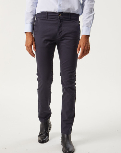 Pantalón Chino Huez Slim Fit Hombre Gabardina Marino, Equus