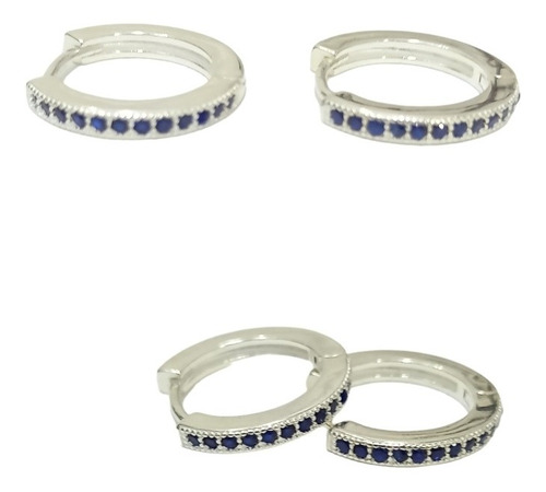 Aros Argollas Circon Azul Plata Fina 925