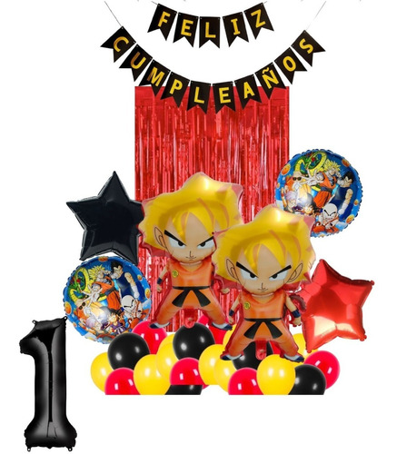 Decoración Globos Feliz Cumpleaños Dragón Ball Z Goku Número