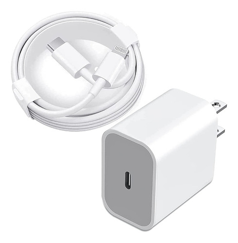 Cargador Rápido De 20w Para iPhone X, 8, 11, 12, 13, 14 Color Blanco