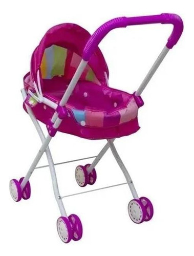 Carrinho Para De Bebe Reborn 4 Rodas Menina Boneca Cor Rosa