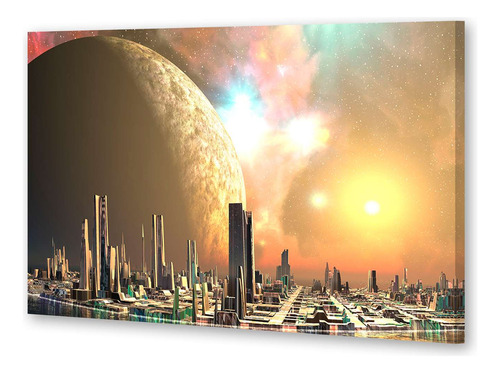 Cuadro 40x60cm Ciudad Espacial Satelite Espacio M3