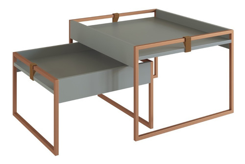 Mesa De Living Centro Ratona Hierro Y Madera Conjunto- Berna