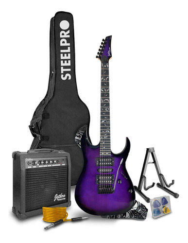 Paquete Guitarra Electrica Jethro Series By Steelpro 042 Color Purpleburst Material Del Diapasón Maple Orientación De La Mano Diestro