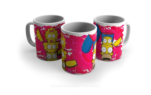 Imagem 1 de 10 de  Canecas Personalizadas Porcelana Simpsons 325 Ml