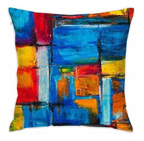 Freestyle28 Rojo Amarillo Azul Pintura Almohadas Decorativas