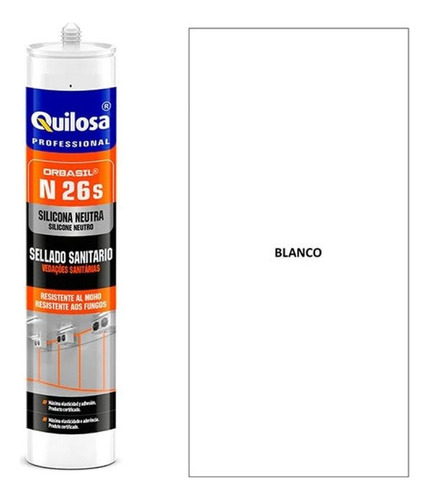 Silicon Neutro N-26 Sanitario Blanco 300 Ml Quilosa