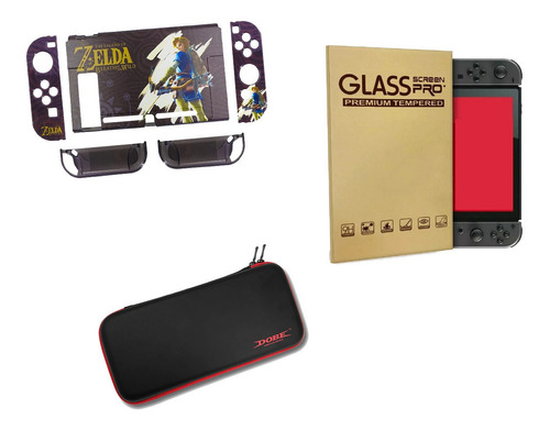 Carcasa+lamina De Vidrio+estuche Nintendo Switch