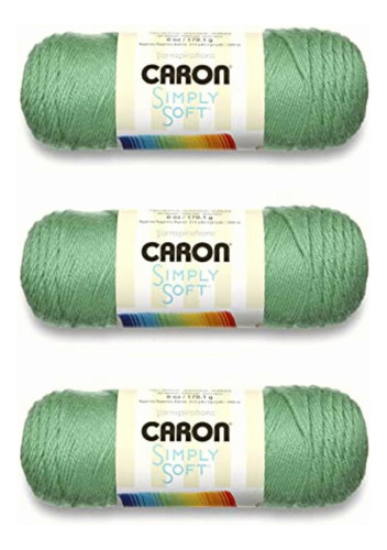 Caron Simply Soft Sage Yarn Paquete De 3 Hilos De 170 G/6 Oz