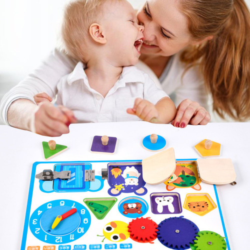 Tabuleiro Sensorial Fechadura Engrenagem Relogio Calendario