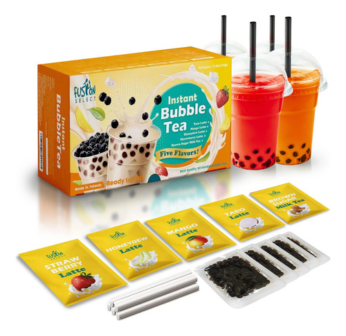 Juego 5 Paquetes Té Burbujas Taro, Mango, Melaza, Fresa Con