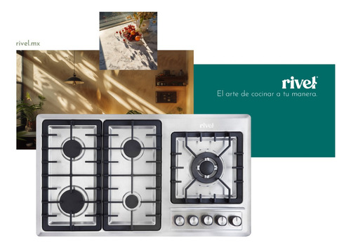 Parrilla Gas Rivel 5riv-lix90 Empotrable 5 Quemadores Color Plateado