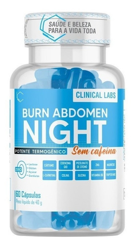 Burn Night Abdomen - Termogenico Para Noite - 60 Cápsulas