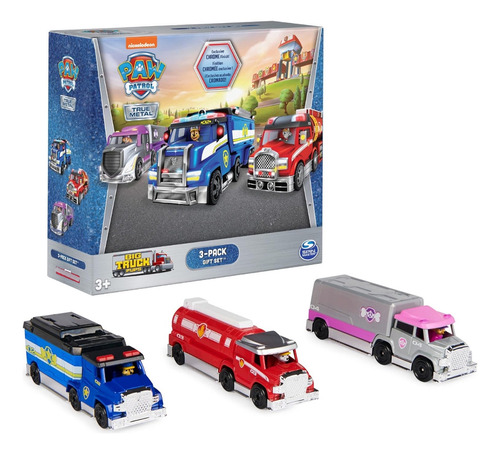 Paw Patrol Set Autos Metálicos Con Chase Skye Y Marshall