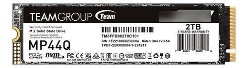 Unidad Ssd Team Group Mp44q Nvme 2tb Pci Express 4.0 M.2