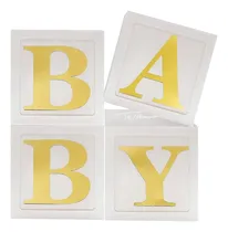Comprar Cubo Letras Baby Dorado 4 U Baby Shower Decoración Eventos
