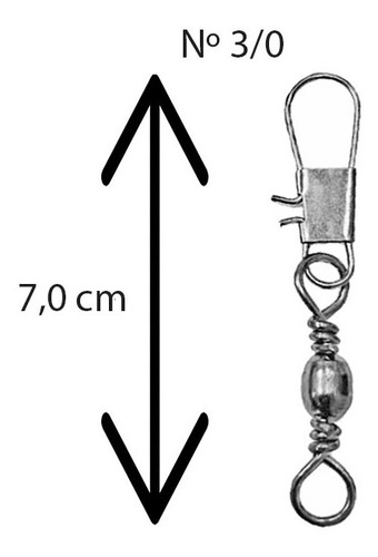 Snap C/ Girador Comum Pesca Nº 3/0 (7,0 Cm) Kit Com 15 Peças