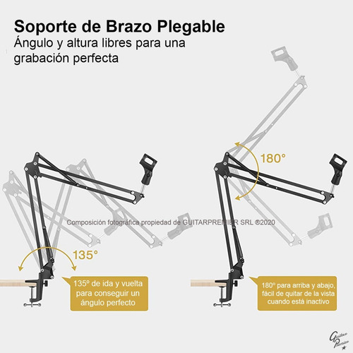 Imagen 5 de 8 de Soporte Articulado Micrófono Super Resistente 1,5kg 50cm + 2