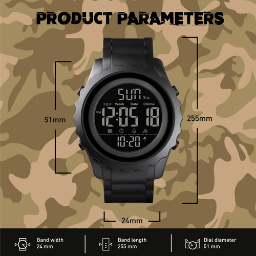 Imagen 2 de 10 de Reloj Deportivo Burk 1624 Cronometro Alarma Luz Digital !