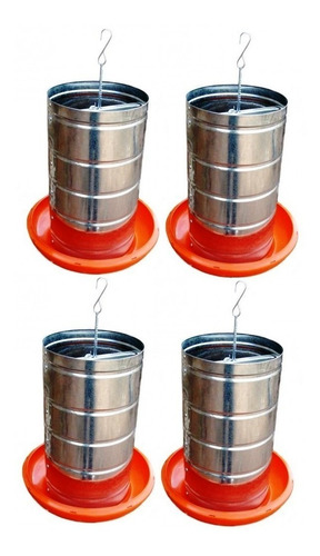 Kit C/ 4 Comedouros Tubular Galvanizado. Galinha Frangos 5kg