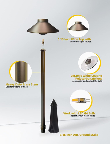 Luces De Camino De Latón Ip65 Impermeables Con Bombilla Led
