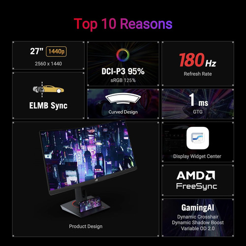 Monitor 27 Asus Rog Strix Xg27 Fsync Gsync 2k 180hz Usb-c Va