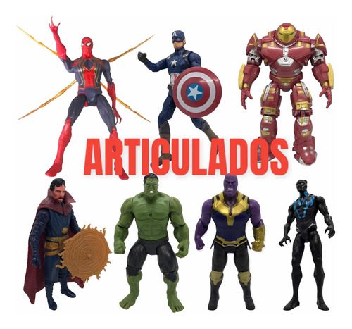 Muñecos Avengers Capitan America Hulk Spiderman Articulados