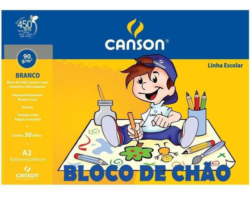 Bloco De Chão Canson 90g A2 Branco 30 Folhas