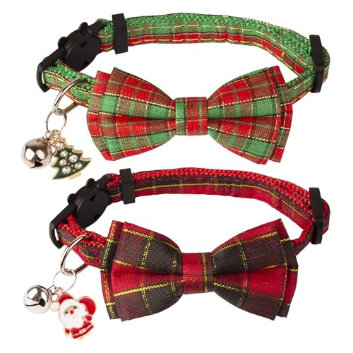 Collares De Gato De Navidad Campana Y Lazo, Collar De G...