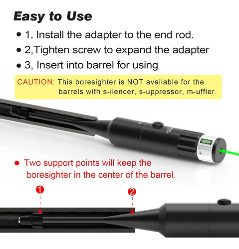 Rojo O Verde Boresighter 177 A 12ga Calibre Rifle Alcance Pi