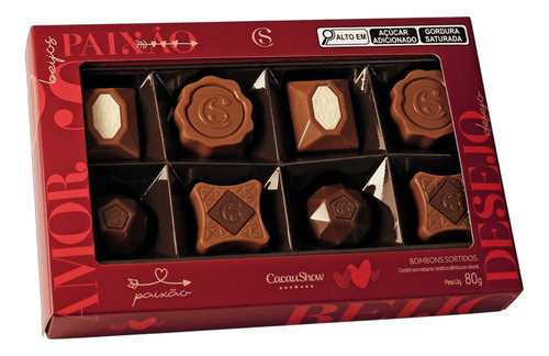 Caixa De Bombons Sortidos Amor Cacau Show 80g