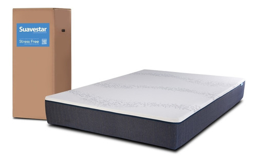 Colchón 2 1/2 plazas de espuma Suavestar Espuma / En Caja Stress free blanco y negro - 140cm x 190cm x 25cm