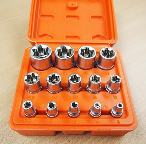 Hoteche 14 Pc E Torx Estrella Hembra Bit Llaves De Vaso 1/2