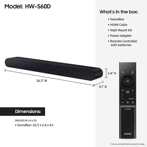 Barra De Sonido S60d 5.0ch Con Audio Dolby Atmos Inalámbrico
