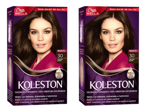 Koleston Coloraçao koleston 30 castanho escuro-kit c/2un tom castanho