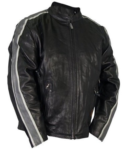 Hot Leathers # 47 Chaqueta De Cuero Con Rayas En Los Brazos 