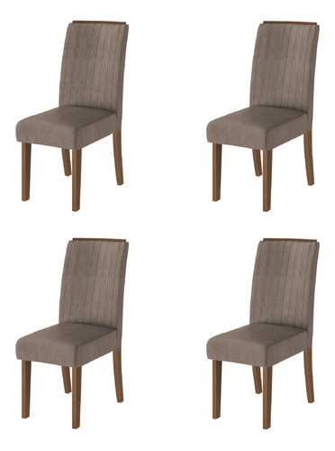 Conjunto 4 Cadeiras Estofada Sala De Jantar Grécia Mascavo Estrutura Da Cadeira Cedro